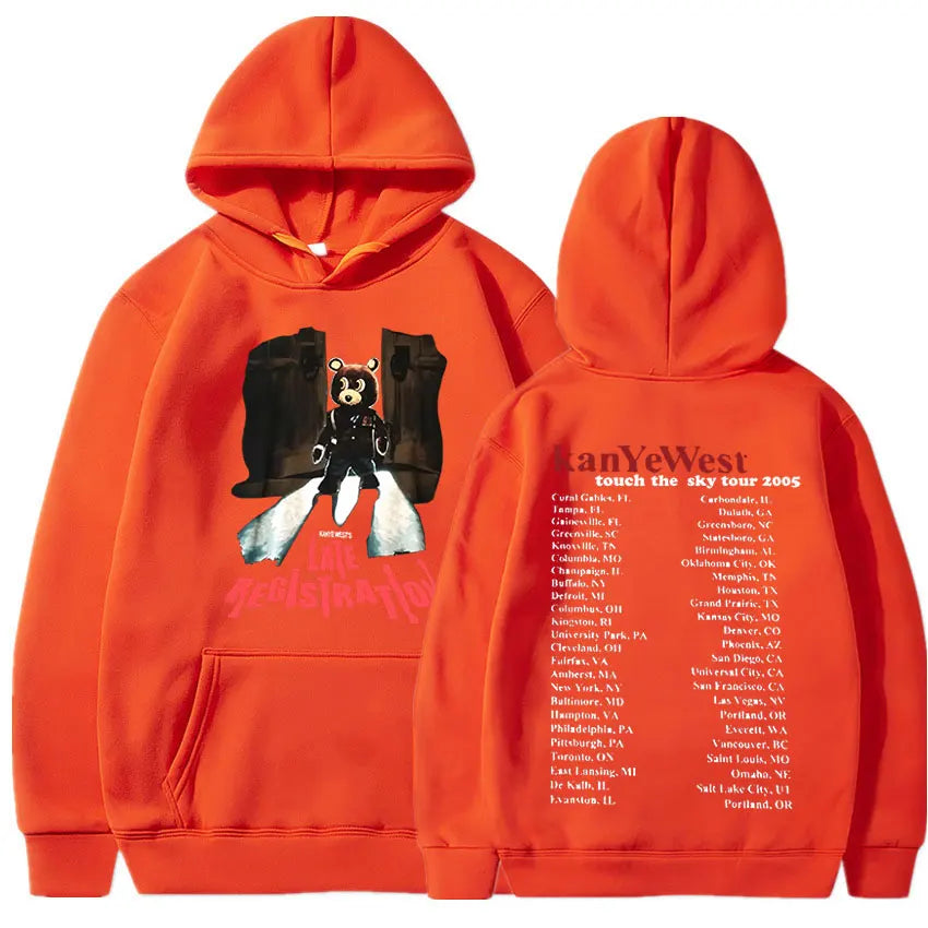 Late Registration Tour Hoodies Kanye West Print Vintage Streetwear Men Women Fashion Sweatshirts Oversize Hoodie HIPHOP Pullover