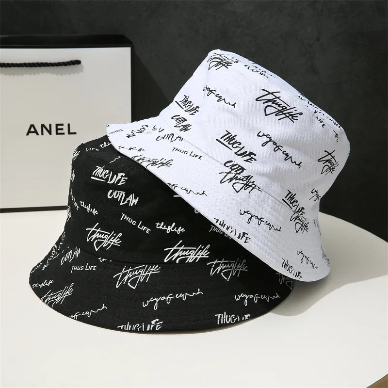 Double-sided Wear Fishing Hat Spring Bucket Hats Women Men Graffiti Embroidery Cap Panama Hat Fisherman Cap for Bob Femme Gorro