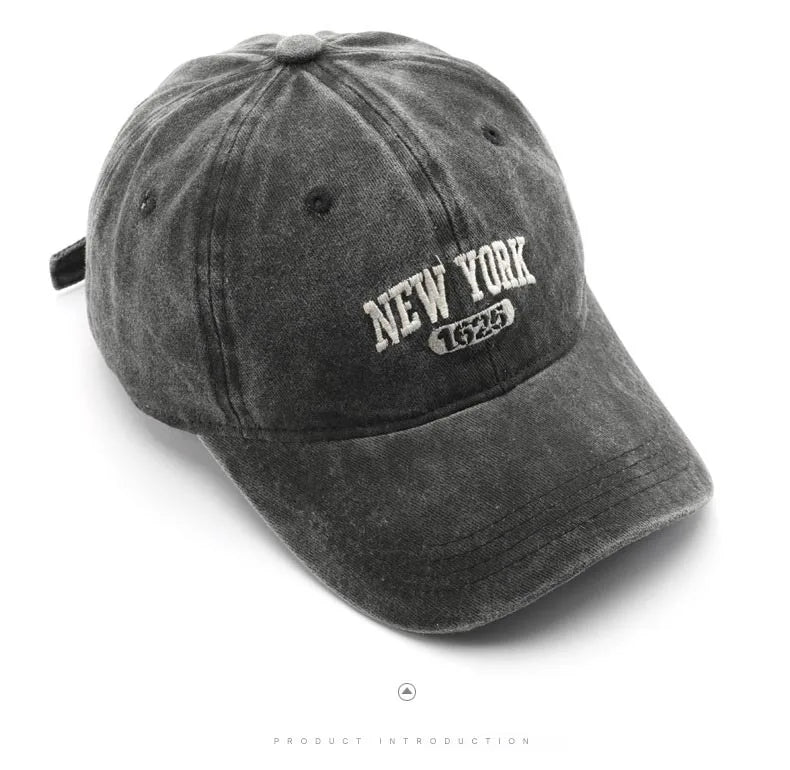 Retro NEW YORK Embroidery Snapback Hat for Men Women Vintage Washed Baseball Caps Spring Autumn Leisure Adjustable Soft Top Hats