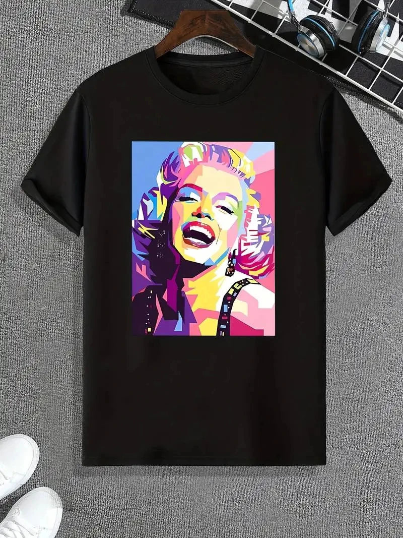 New fashion Marilyn Monroe T-Shirt Arrival Cotton O-Neck Summer Short Sleeve Casual Mens T-shirt Black Signature harajuku tees