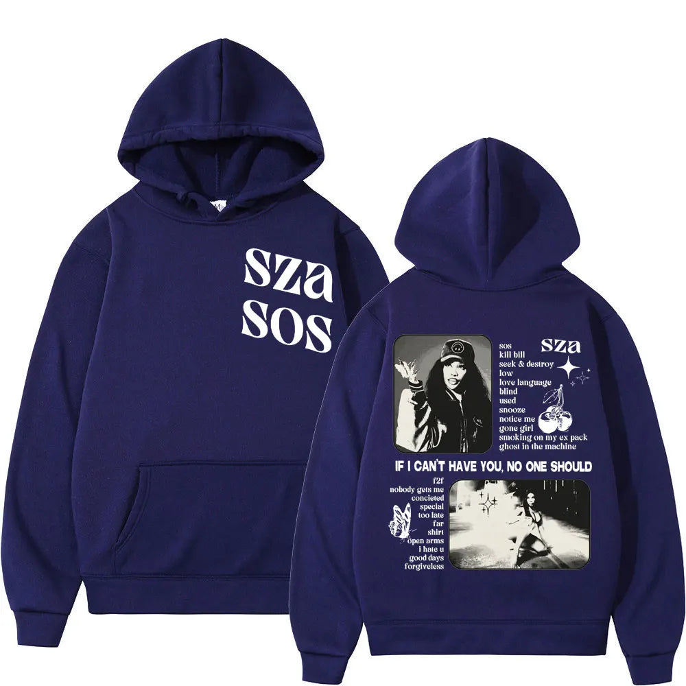 Singer SZA SOS Men's Hoodie Men's and Women's Fashion Simple Long sleeved Pullover Street Trend Harajuku Large Y2k Sweatshirt