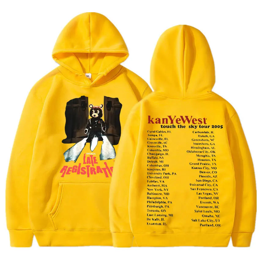 Late Registration Tour Hoodies Kanye West Print Vintage Streetwear Men Women Fashion Sweatshirts Oversize Hoodie HIPHOP Pullover