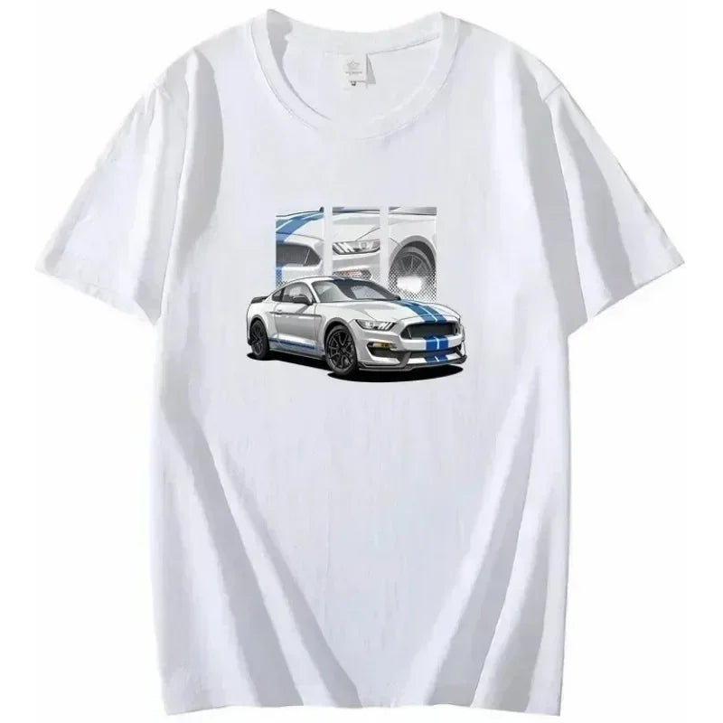 Men's Printed Pattern Car Letter Print T-shirt Perfect Never Ends GT3-RS Printed Cotton Short Sleeve Casual 911 Loose T-shirt