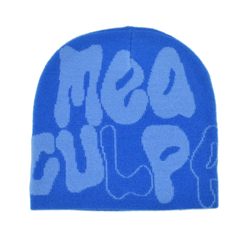 Mea Culpa Knitting Beanies Hat For Women Men Couple Y2K What's In Fashion Bonnet Kpop Wool Skullies Hoods Lady Caps Gorro шапка