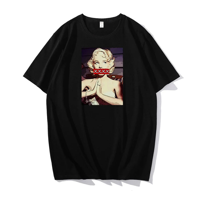 New fashion Marilyn Monroe T-Shirt Arrival Cotton O-Neck Summer Short Sleeve Casual Mens T-shirt Black Signature harajuku tees