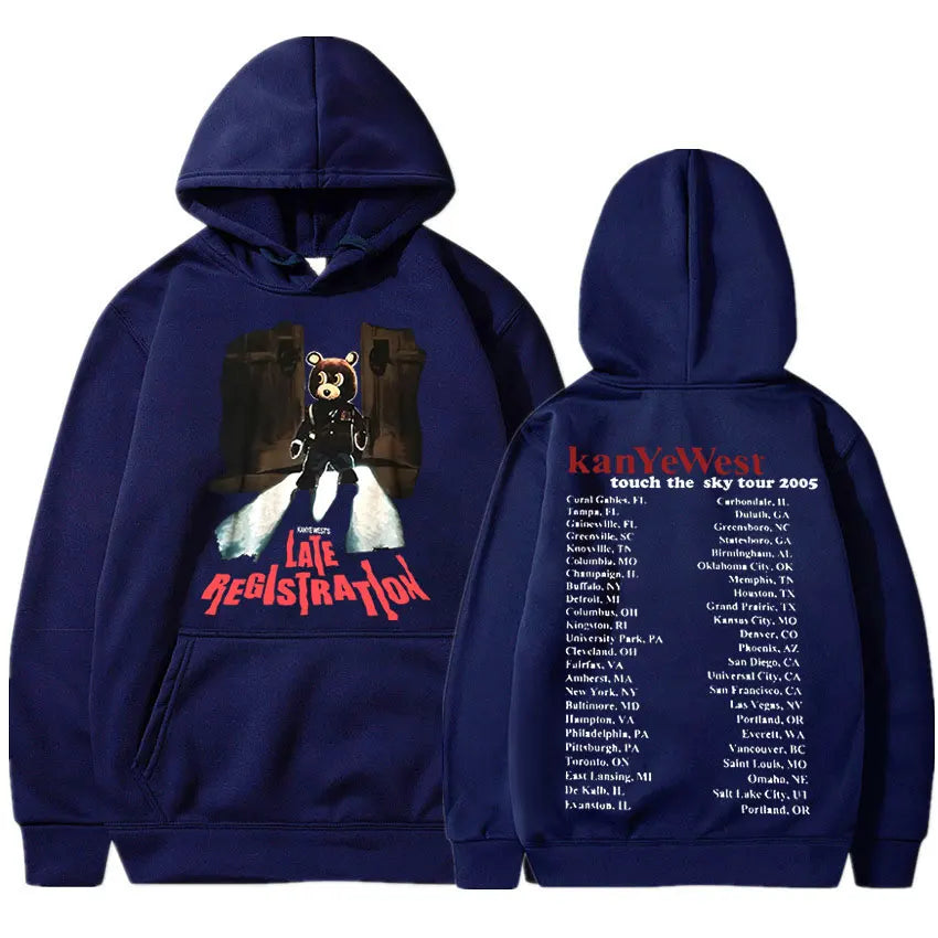 Late Registration Tour Hoodies Kanye West Print Vintage Streetwear Men Women Fashion Sweatshirts Oversize Hoodie HIPHOP Pullover