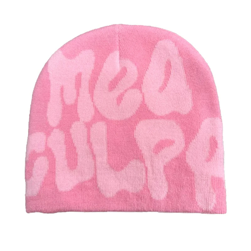 Mea Culpa Knitting Beanies Hat For Women Men Couple Y2K What's In Fashion Bonnet Kpop Wool Skullies Hoods Lady Caps Gorro шапка