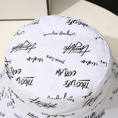 Double-sided Wear Fishing Hat Spring Bucket Hats Women Men Graffiti Embroidery Cap Panama Hat Fisherman Cap for Bob Femme Gorro