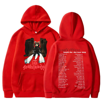 Late Registration Tour Hoodies Kanye West Print Vintage Streetwear Men Women Fashion Sweatshirts Oversize Hoodie HIPHOP Pullover