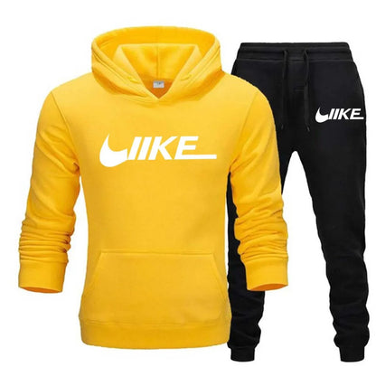 New sport brand 2-piece set sportswear hooded sweatshirt+drawstring pants hoodie running sportswear for men women