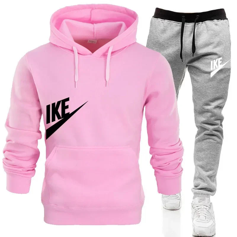 New men's sports hoodie + sports pants 2 sets, fashion printed autumn and winter men's and women's leisure suits, street clothes