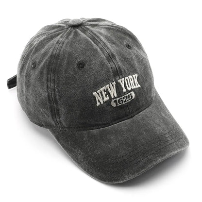 Retro NEW YORK Embroidery Snapback Hat for Men Women Vintage Washed Baseball Caps Spring Autumn Leisure Adjustable Soft Top Hats