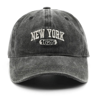 Retro NEW YORK Embroidery Snapback Hat for Men Women Vintage Washed Baseball Caps Spring Autumn Leisure Adjustable Soft Top Hats