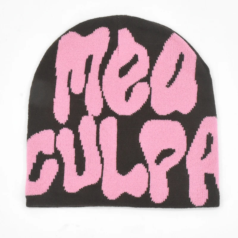 Mea Culpa Knitting Beanies Hat For Women Men Couple Y2K What's In Fashion Bonnet Kpop Wool Skullies Hoods Lady Caps Gorro шапка