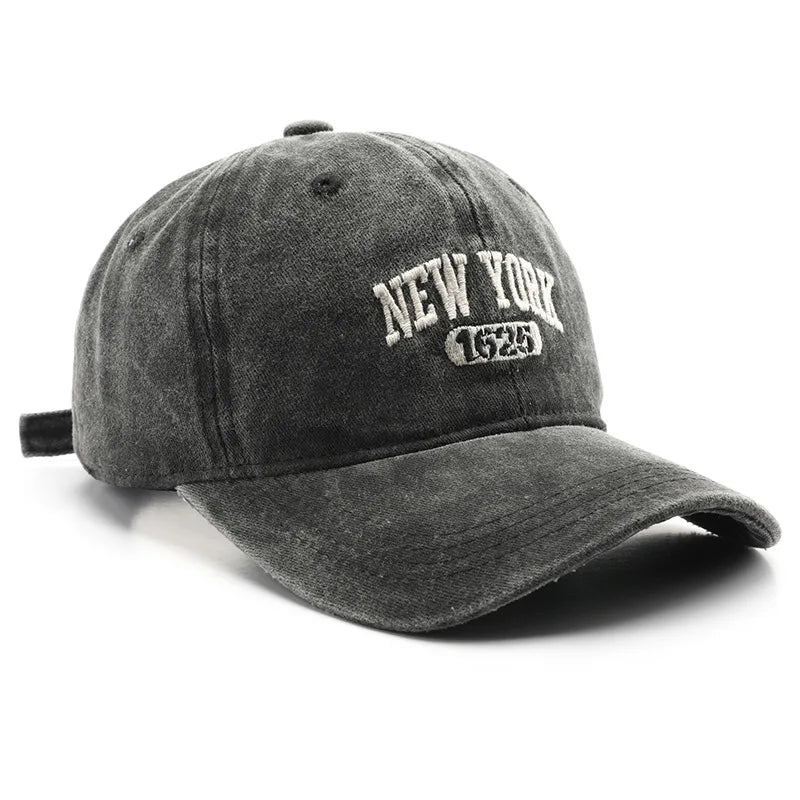 Retro NEW YORK Embroidery Snapback Hat for Men Women Vintage Washed Baseball Caps Spring Autumn Leisure Adjustable Soft Top Hats