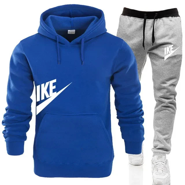 New men's sports hoodie + sports pants 2 sets, fashion printed autumn and winter men's and women's leisure suits, street clothes