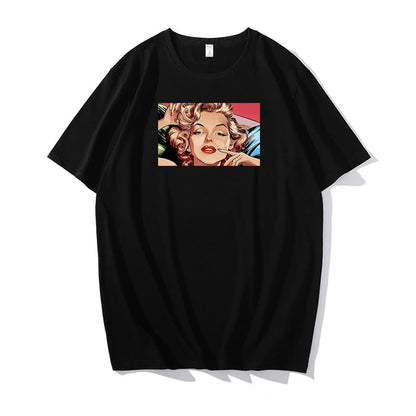 New fashion Marilyn Monroe T-Shirt Arrival Cotton O-Neck Summer Short Sleeve Casual Mens T-shirt Black Signature harajuku tees