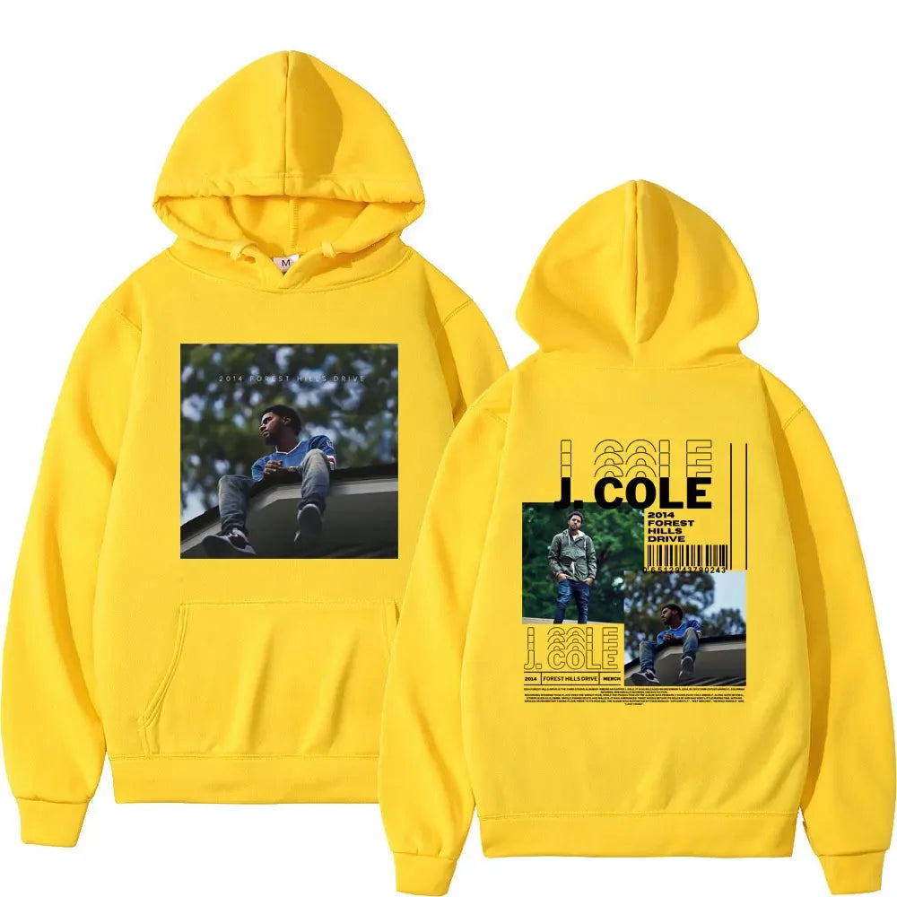 Rapper J.Cole 2014 Forest Hills Drive Print Hoodie Hip Hop Harajuku Men Women Loose Hoody Sweatshirt Fashion Streetwear Hoodies