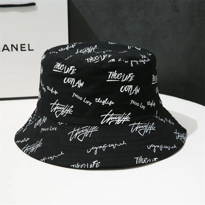 Double-sided Wear Fishing Hat Spring Bucket Hats Women Men Graffiti Embroidery Cap Panama Hat Fisherman Cap for Bob Femme Gorro