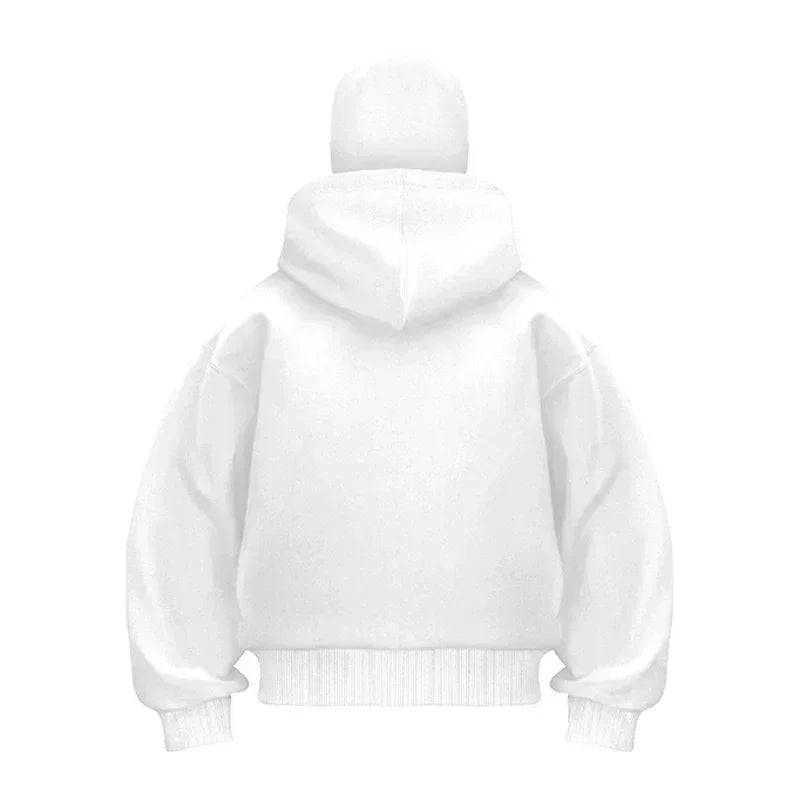 Y2K American New Fashion Solid Color Zipper Hoodie Women High Street Harajuku Hip Hop Loose Fleece Padded Sweatshirt Hoodies