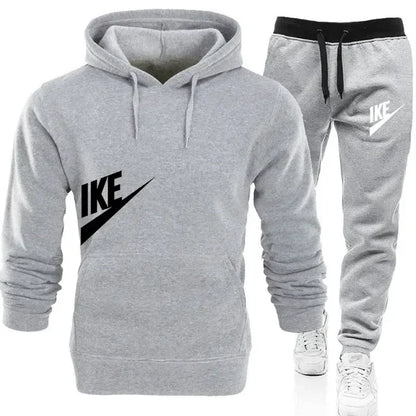 New men's sports hoodie + sports pants 2 sets, fashion printed autumn and winter men's and women's leisure suits, street clothes