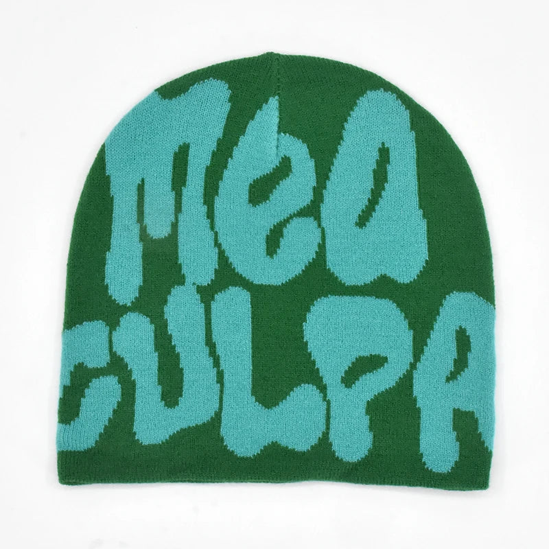 Mea Culpa Knitting Beanies Hat For Women Men Couple Y2K What's In Fashion Bonnet Kpop Wool Skullies Hoods Lady Caps Gorro шапка