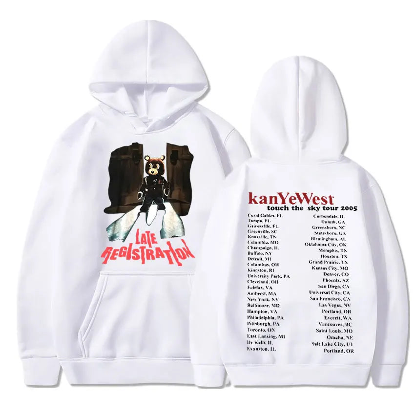 Late Registration Tour Hoodies Kanye West Print Vintage Streetwear Men Women Fashion Sweatshirts Oversize Hoodie HIPHOP Pullover