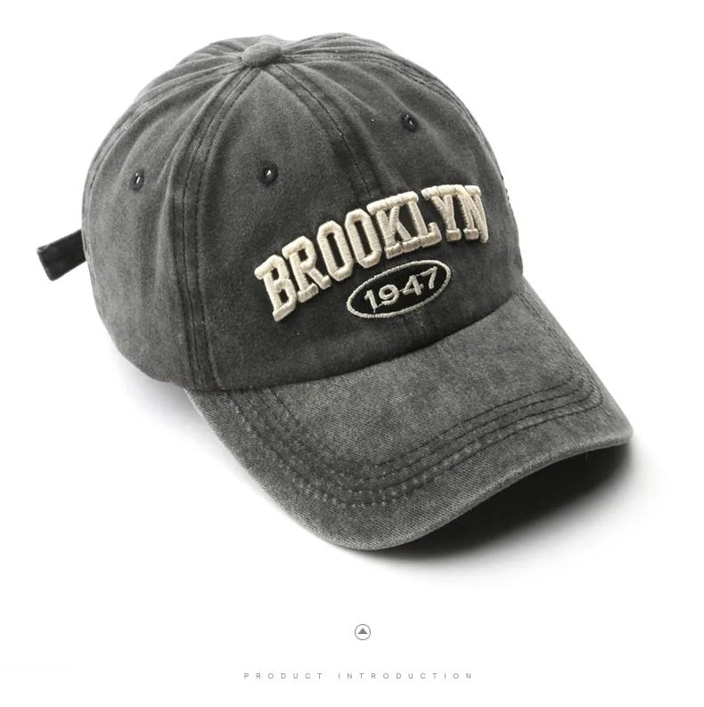 Retro brooklyn Letter Embroidery Baseball Caps Spring Summer Men Women Cotton Adjustable Casual Hat Hip Hop Streetwear Sun Hats