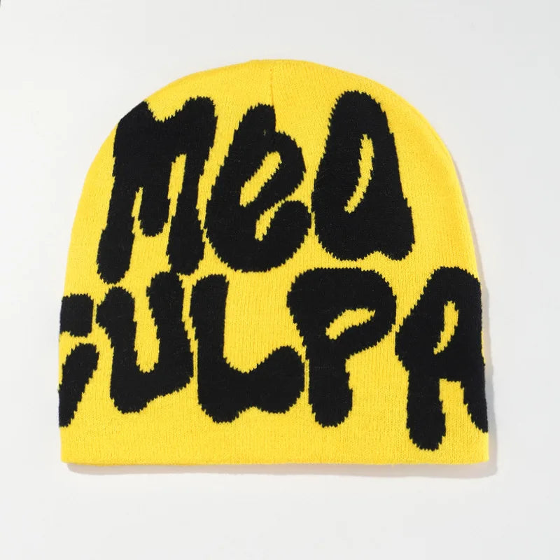 Mea Culpa Knitting Beanies Hat For Women Men Couple Y2K What's In Fashion Bonnet Kpop Wool Skullies Hoods Lady Caps Gorro шапка