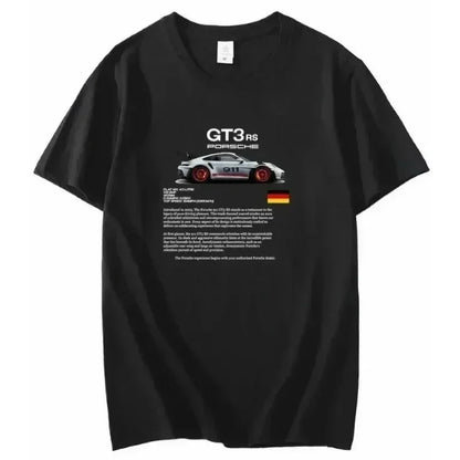 Men's Printed Pattern Car Letter Print T-shirt Perfect Never Ends GT3-RS Printed Cotton Short Sleeve Casual 911 Loose T-shirt