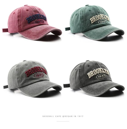 Retro brooklyn Letter Embroidery Baseball Caps Spring Summer Men Women Cotton Adjustable Casual Hat Hip Hop Streetwear Sun Hats