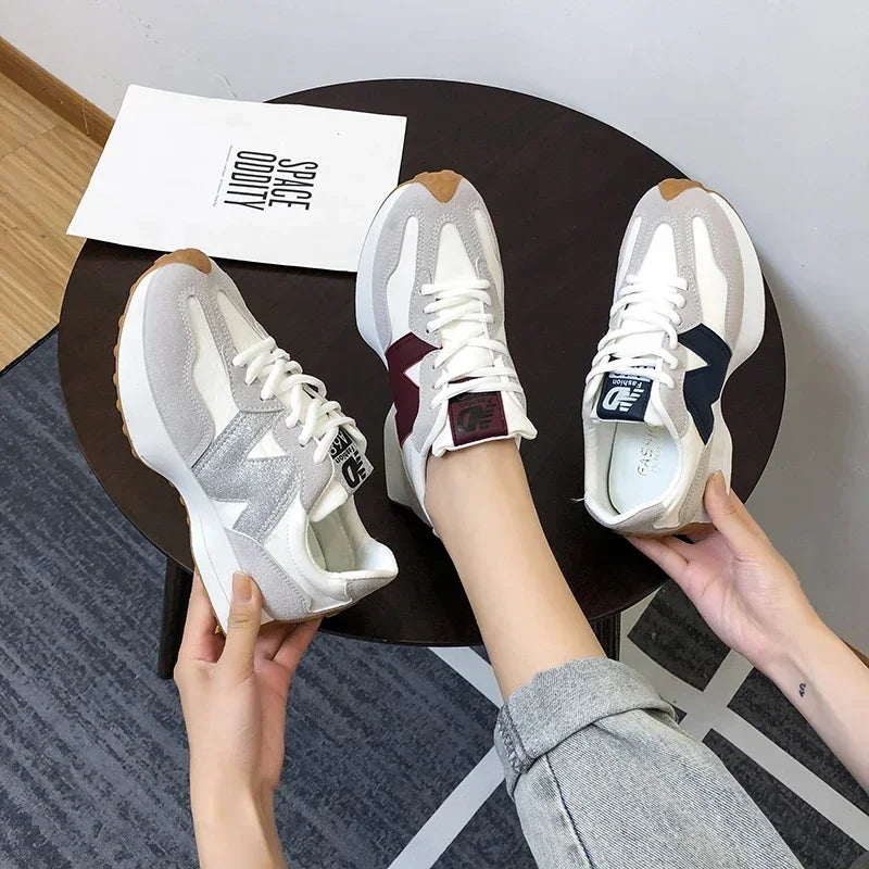 Summer Fashionable Breathable Lace-up Sneakers Women's Casual Thick Sole Sneakers Walking Designer Shoes Women's Sneakers