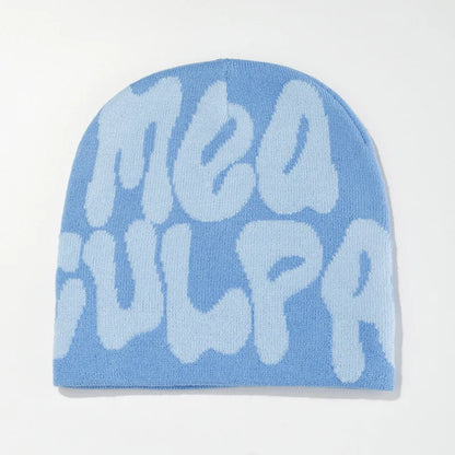 Mea Culpa Knitting Beanies Hat For Women Men Couple Y2K What's In Fashion Bonnet Kpop Wool Skullies Hoods Lady Caps Gorro шапка