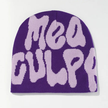 Mea Culpa Knitting Beanies Hat For Women Men Couple Y2K What's In Fashion Bonnet Kpop Wool Skullies Hoods Lady Caps Gorro шапка