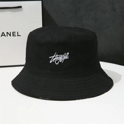 Double-sided Wear Fishing Hat Spring Bucket Hats Women Men Graffiti Embroidery Cap Panama Hat Fisherman Cap for Bob Femme Gorro