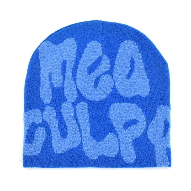 Mea Culpa Knitting Beanies Hat For Women Men Couple Y2K What's In Fashion Bonnet Kpop Wool Skullies Hoods Lady Caps Gorro шапка