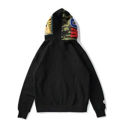 New AAPE BY A BATHING APE Fashion Cotton Autumn Sweater Cardigan Hooded Solid Color Loose Shark Coat Men and Women Same Style