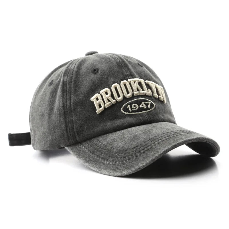 Retro brooklyn Letter Embroidery Baseball Caps Spring Summer Men Women Cotton Adjustable Casual Hat Hip Hop Streetwear Sun Hats