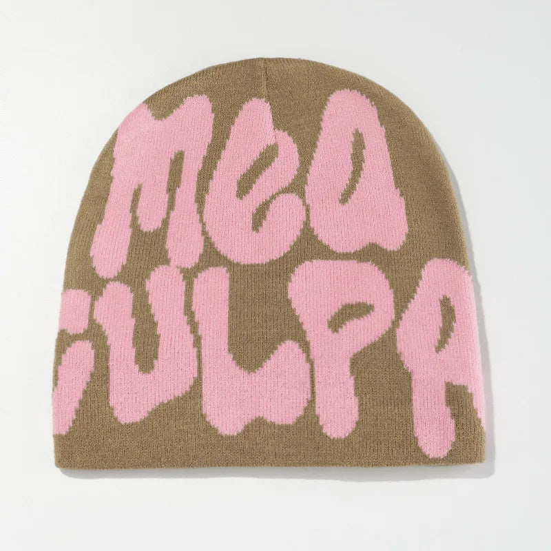 Mea Culpa Knitting Beanies Hat For Women Men Couple Y2K What's In Fashion Bonnet Kpop Wool Skullies Hoods Lady Caps Gorro шапка