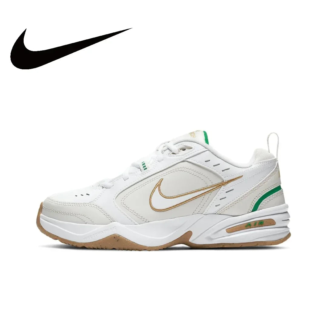 Nike Air Monarch 4 Low Men's and Women's Sneakers Classic Retro Casual clunky shoes Cushioned comfort Sneakers White&Silver