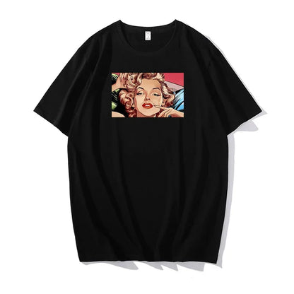 New fashion Marilyn Monroe T-Shirt Arrival Cotton O-Neck Summer Short Sleeve Casual Mens T-shirt Black Signature harajuku tees