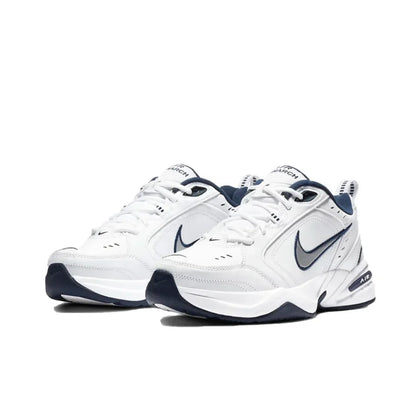 Nike Air Monarch 4 Low Men's and Women's Sneakers Classic Retro Casual clunky shoes Cushioned comfort Sneakers White&Silver