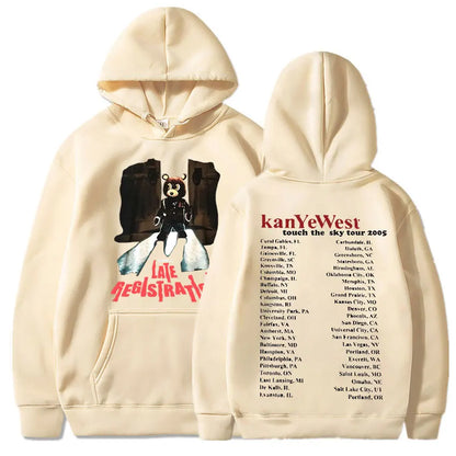 Late Registration Tour Hoodies Kanye West Print Vintage Streetwear Men Women Fashion Sweatshirts Oversize Hoodie HIPHOP Pullover