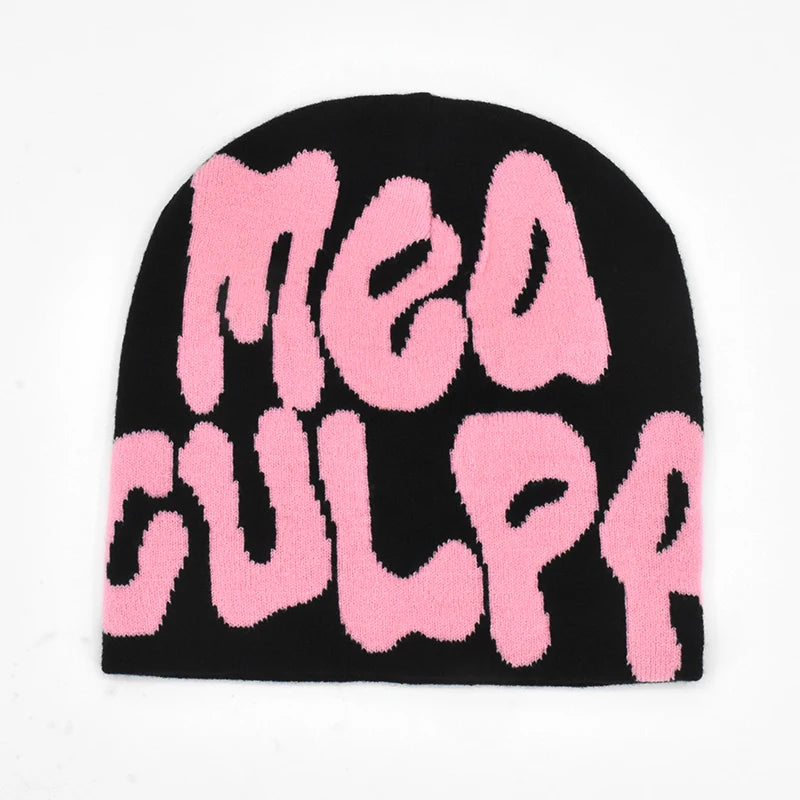 Mea Culpa Knitting Beanies Hat For Women Men Couple Y2K What's In Fashion Bonnet Kpop Wool Skullies Hoods Lady Caps Gorro шапка