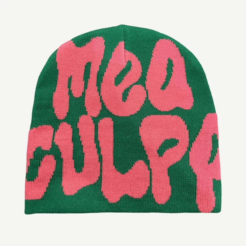 Mea Culpa Knitting Beanies Hat For Women Men Couple Y2K What's In Fashion Bonnet Kpop Wool Skullies Hoods Lady Caps Gorro шапка