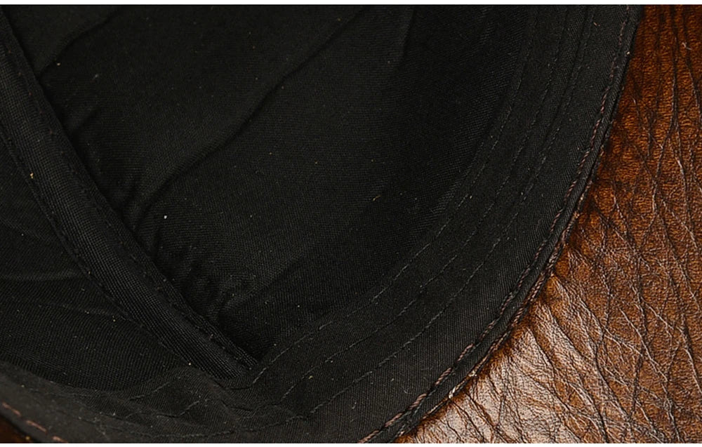 Hot Sale Men Genuine Cowhide Leather Baseball Cap Casual Real Leather Hat Autumn Winter Real Cowhide Leather Ear Protection Caps