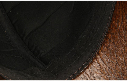 Hot Sale Men Genuine Cowhide Leather Baseball Cap Casual Real Leather Hat Autumn Winter Real Cowhide Leather Ear Protection Caps