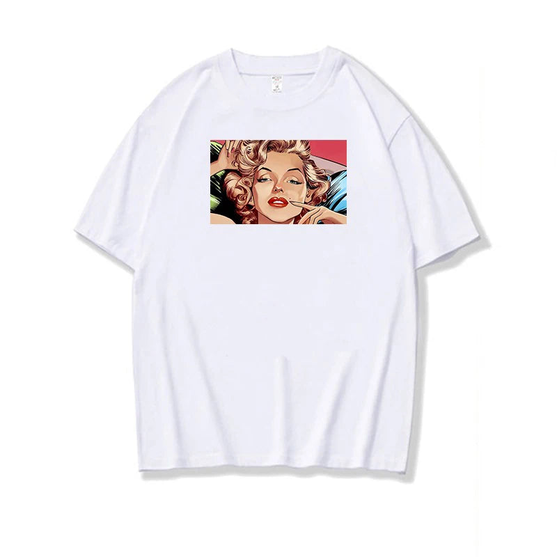 New fashion Marilyn Monroe T-Shirt Arrival Cotton O-Neck Summer Short Sleeve Casual Mens T-shirt Black Signature harajuku tees