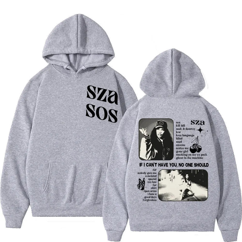 Singer SZA SOS Men's Hoodie Men's and Women's Fashion Simple Long sleeved Pullover Street Trend Harajuku Large Y2k Sweatshirt