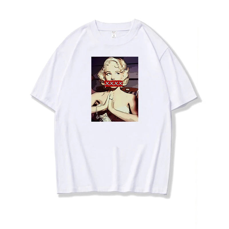 New fashion Marilyn Monroe T-Shirt Arrival Cotton O-Neck Summer Short Sleeve Casual Mens T-shirt Black Signature harajuku tees